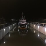 Dry dock at night